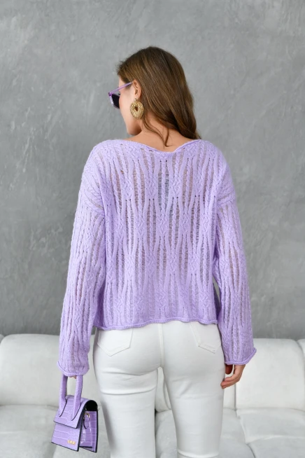 Kadın Kayık Yaka Dokulu Triko Kazak