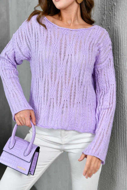 Kadın Kayık Yaka Dokulu Triko Kazak