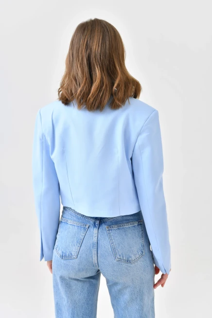 Kadın Kruvaze Crop Blazer Ceket