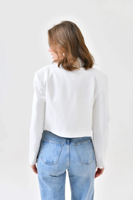 Kadın Kruvaze Crop Blazer Ceket