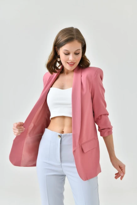 Sleeve Pleated Boyfriend Jacket