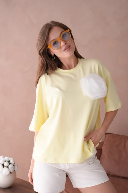 Sarı Kısa Kol Basic T-Shirt