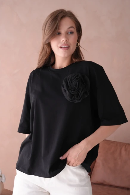 Siyah Kısa Kol Basic T-Shirt