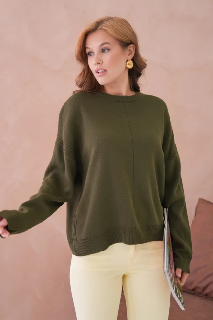 Kadı Bisiklet Yak Ajurlu Oversize Triko Kazak