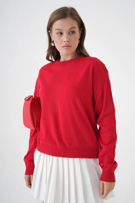 Kadın Bisiklet Yaka Oversize Triko Kazak