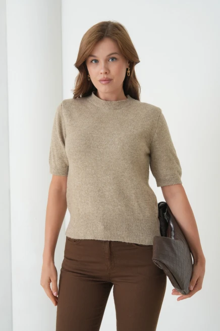 Kadın Bisiklet Yaka Yün Karışımlı Triko Kazak 8563Sw.Mng