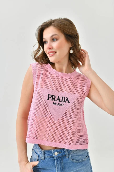 Kadın Bisiklet Yaka Crop Mevsimlik Triko Bluz 8286Sw