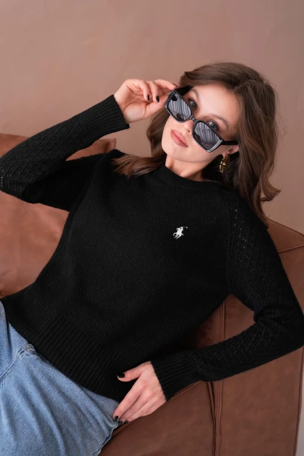 Kadın Bisiklet Yaka Ajurlu Yumuşak Dokulu Triko Kazak 8420Sw