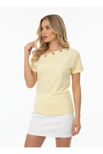 Kadın Asimetrik Yaka Yanları Büzgülü Aksesuar Detay Modal Touch Bluz 26000