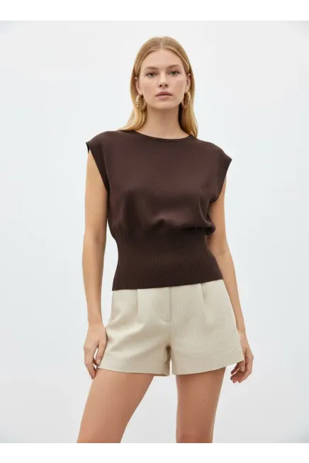 Kadın Kayık Yaka Örgü Detay Premium İplik Triko Kazak 12449.Crs