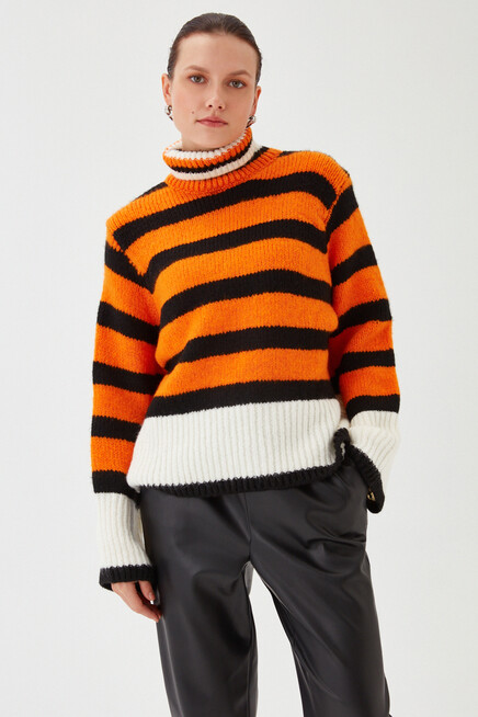 Orange And Black Stripe Sweater