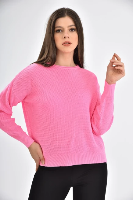 Bisiklet Yaka Arkası Uzun Yırtmaçlı Mevsimlik Triko Kazak